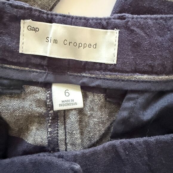 NWT GAP Slim Crop Pants Rugby Stripe Linen Cotton Blend Lightweight Trousers 6 - Picture 4 of 10